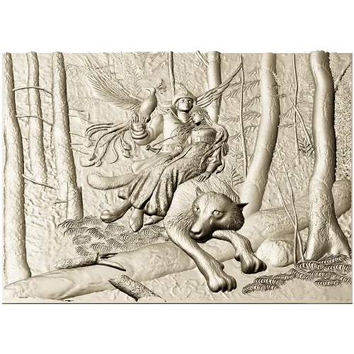 Ivan Tsarevich and the Gray Wolf - High Relief Panel STL