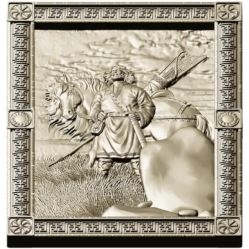 Ilya Muromets high-relief panel STL for CNC