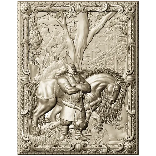 Ilya Muromets relief panel STL for CNC milling