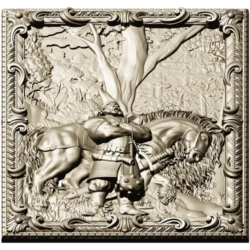 Ilya Muromets relief panel STL for CNC milling