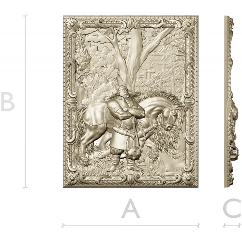 Ilya Muromets relief panel STL for CNC milling