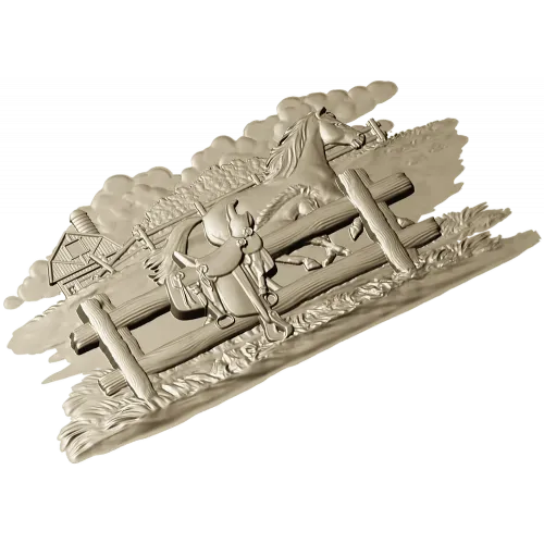 Horse & Saddle Bas-Relief - STL 3D model for CNC carving