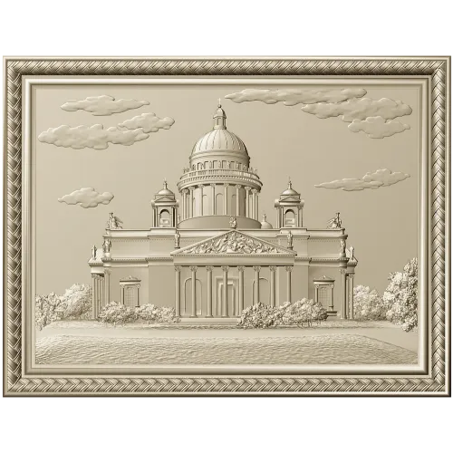 St. Isaac's Cathedral Framed Bas-Relief - STL 3D Model for CNC