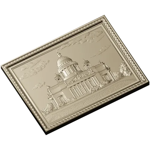 St. Isaac's Cathedral Framed Bas-Relief - STL 3D Model for CNC
