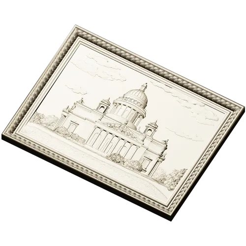 St. Isaac's Cathedral Framed Bas-Relief - STL 3D Model for CNC
