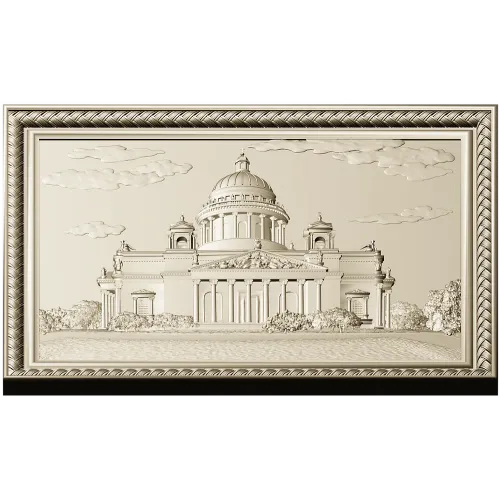 St. Isaac's Cathedral Framed Bas-Relief - STL 3D Model for CNC