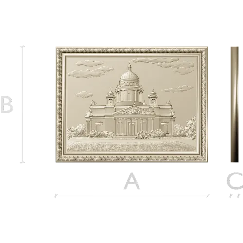 St. Isaac's Cathedral Framed Bas-Relief - STL 3D Model for CNC