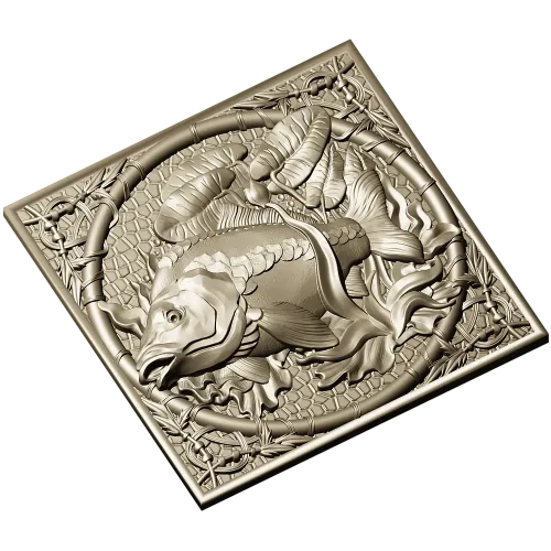 Carp Medallion 3D model in STL for CNC