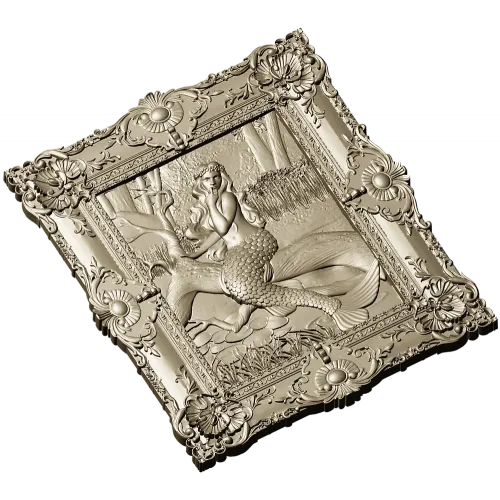 Русалка в камышах - рельеф в раме (3D модель STL для ЧПУ)