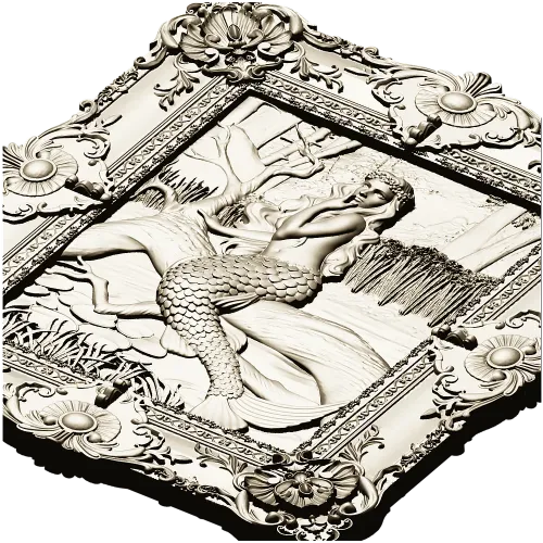 Русалка в камышах - рельеф в раме (3D модель STL для ЧПУ)