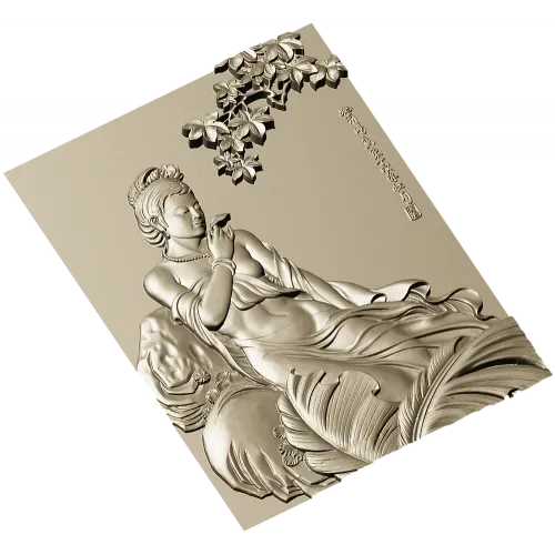 Lotus Serenity - high-relief Chinese beauty 3D model (STL) for CNC