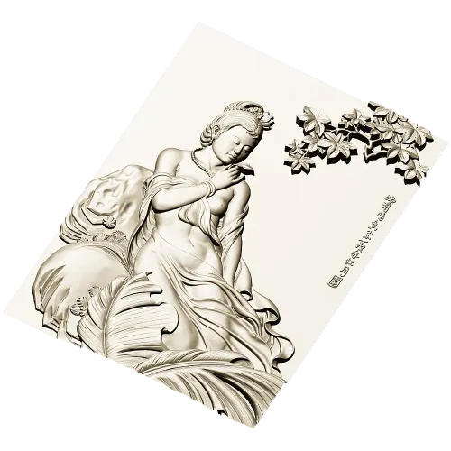Lotus Serenity - high-relief Chinese beauty 3D model (STL) for CNC