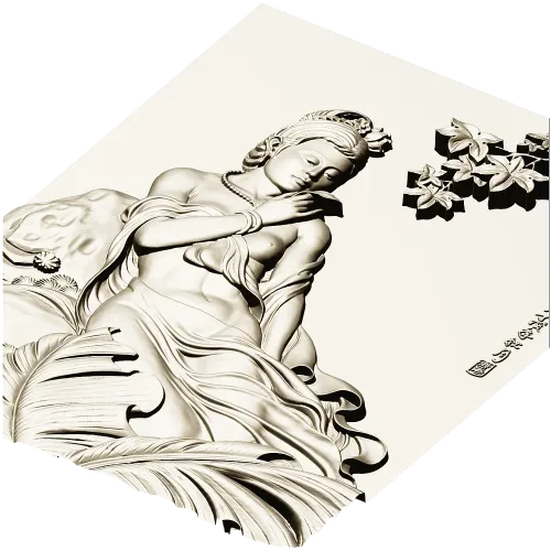 Lotus Serenity - high-relief Chinese beauty 3D model (STL) for CNC