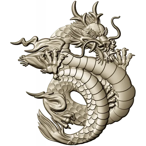 Coiled Imperial Dragon - detailed STL 3D model for CNC