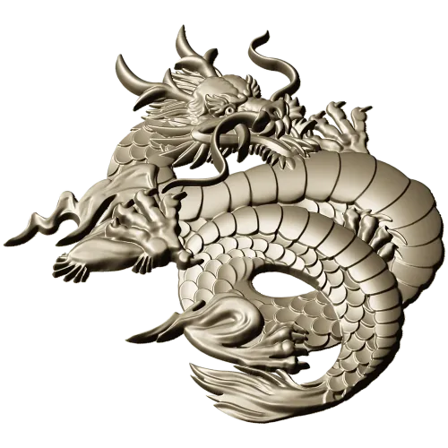 Coiled Imperial Dragon - detailed STL 3D model for CNC