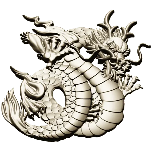 Coiled Imperial Dragon - detailed STL 3D model for CNC