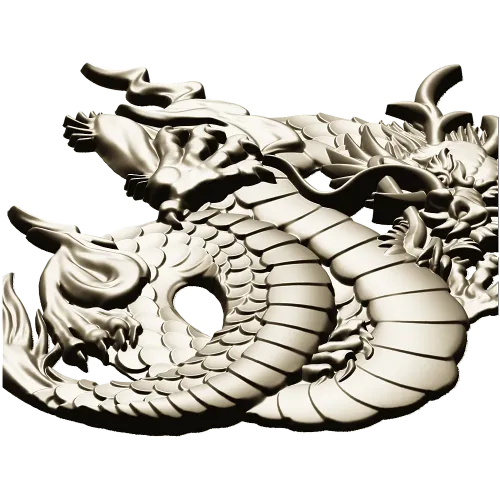 Coiled Imperial Dragon - detailed STL 3D model for CNC