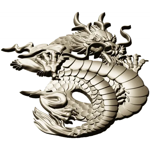 Coiled Imperial Dragon - detailed STL 3D model for CNC