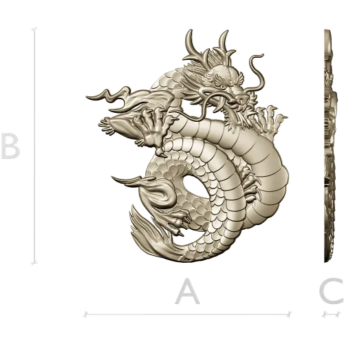 Coiled Imperial Dragon - detailed STL 3D model for CNC