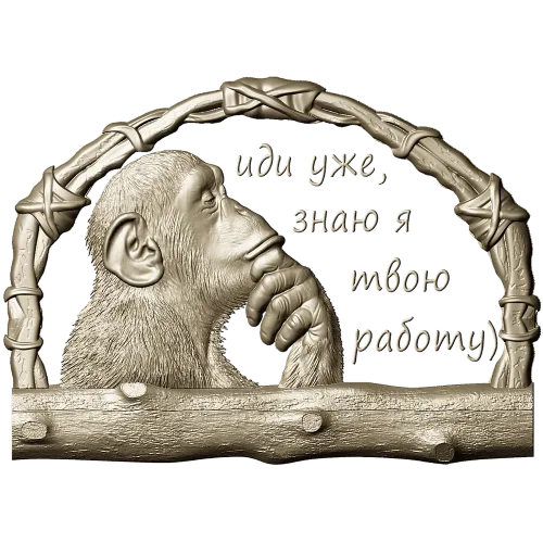 Pensive Monkey Key Holder - STL 3D model for CNC