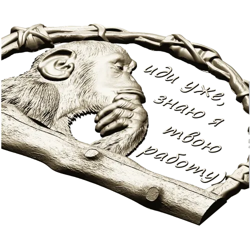 Pensive Monkey Key Holder - STL 3D model for CNC