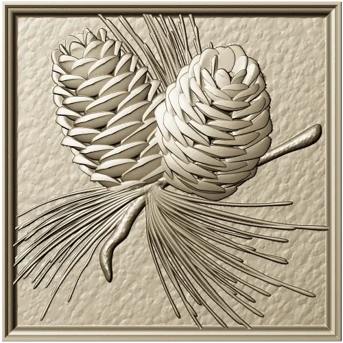 Pinecone Relief Panel STL for CNC Carving