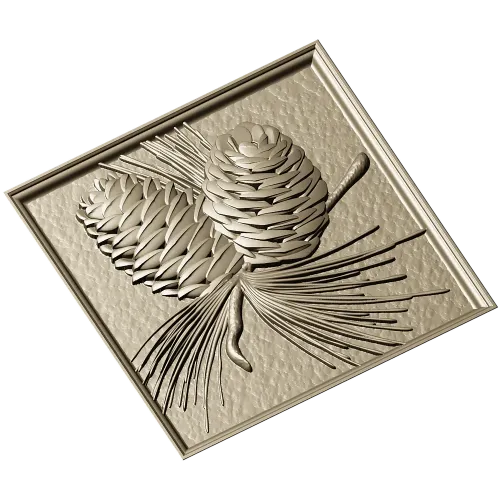 Pinecone Relief Panel STL for CNC Carving