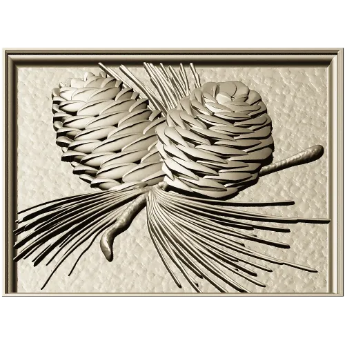 Pinecone Relief Panel STL for CNC Carving