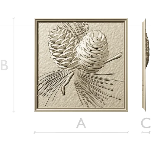 Pinecone Relief Panel STL for CNC Carving