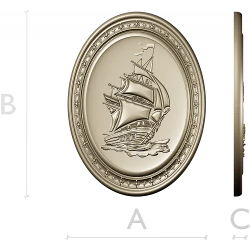 Oval Ship Medallion STL for CNC Routing