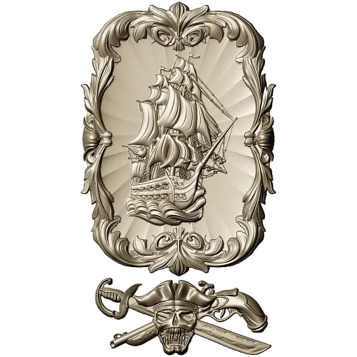 Ship Relief Plaque STL - 3D model for CNC router