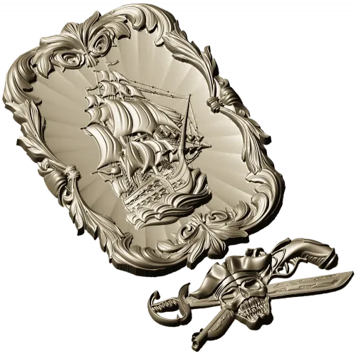 Ship Relief Plaque STL - 3D model for CNC router