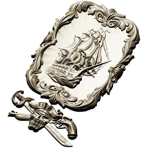 Ship Relief Plaque STL - 3D model for CNC router