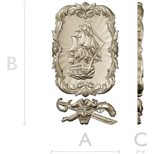 Ship Relief Plaque STL - 3D model for CNC router