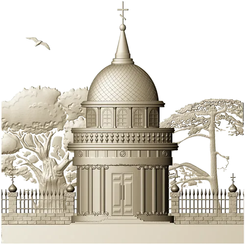 Костёльная ротонда - высокорельефная 3D модель STL для ЧПУ