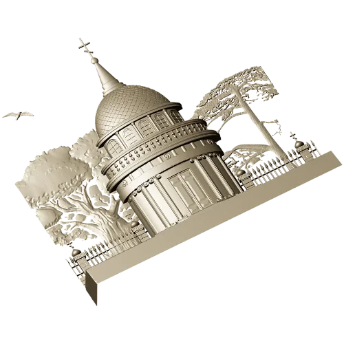Костёльная ротонда - высокорельефная 3D модель STL для ЧПУ