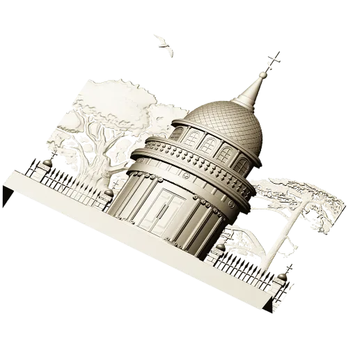 Костёльная ротонда - высокорельефная 3D модель STL для ЧПУ