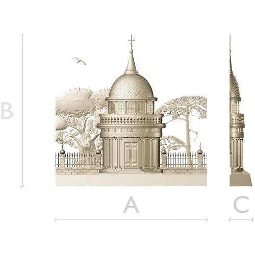 Костёльная ротонда - высокорельефная 3D модель STL для ЧПУ