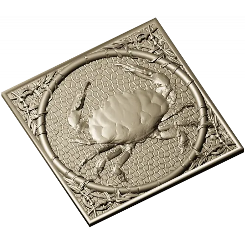 Crab Medallion Relief - STL 3D model for CNC