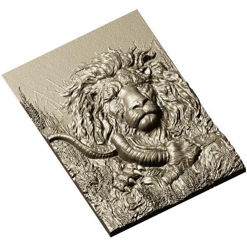 Рельефная 3D модель льва для ЧПУ - панно "Царь охоты"