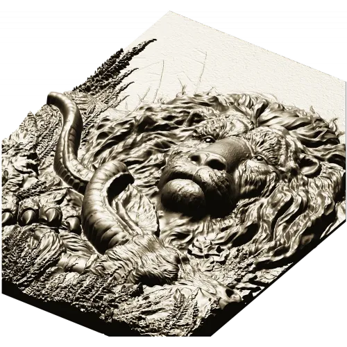 Рельефная 3D модель льва для ЧПУ - панно "Царь охоты"