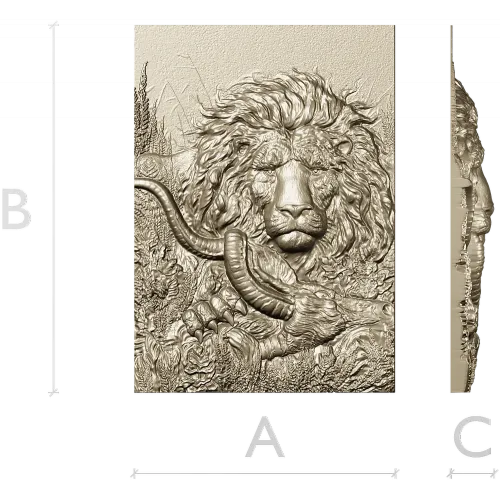 Рельефная 3D модель льва для ЧПУ - панно "Царь охоты"