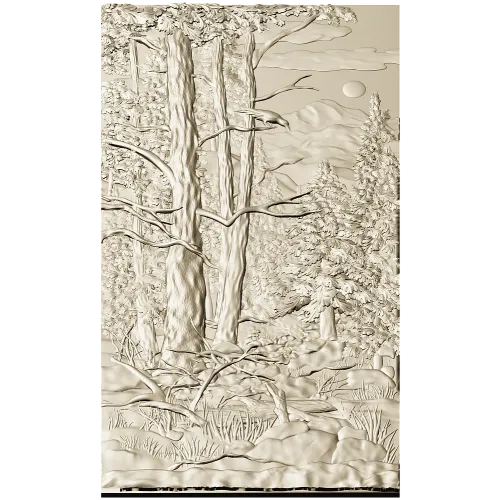 Pine Forest Relief Panel STL for CNC