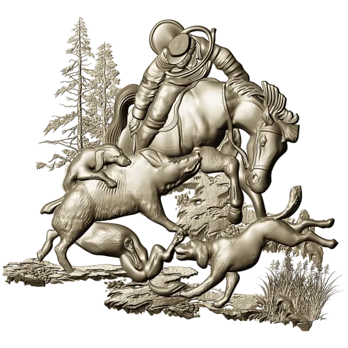 Forest Struggle - high-relief STL 3D model for CNC carving