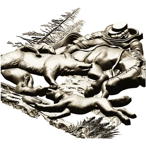 Forest Struggle - high-relief STL 3D model for CNC carving