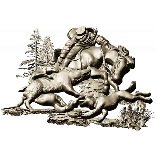 Forest Struggle - high-relief STL 3D model for CNC carving