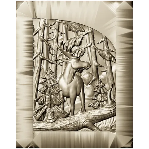Woodland Elk - high-relief STL panel for CNC