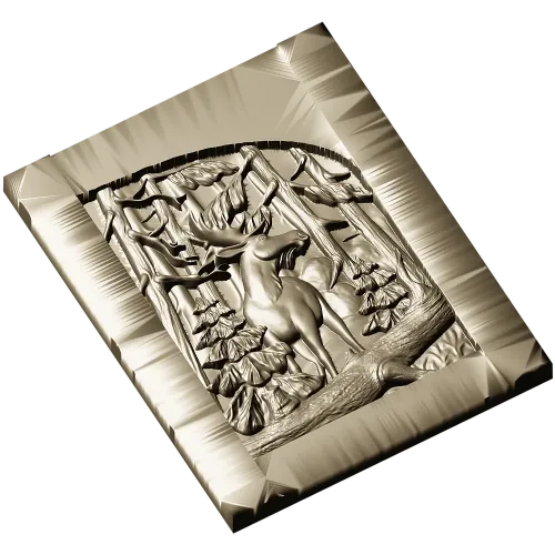 Woodland Elk - high-relief STL panel for CNC