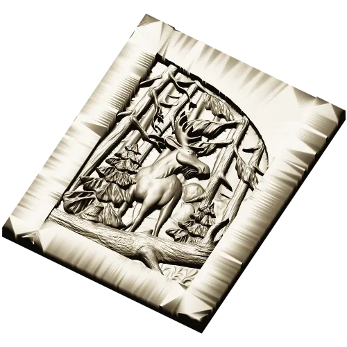 Woodland Elk - high-relief STL panel for CNC