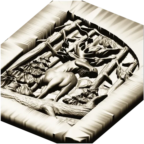 Woodland Elk - high-relief STL panel for CNC